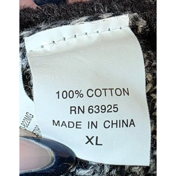 Trash Nouveau Shawl Collar Pullover Sweater — Black & Gray Aztec Knit — XL 2000s - Picture 9 of 11